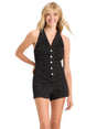 Image for WOmen's Plain Jeans Short Jumpsuit,Black