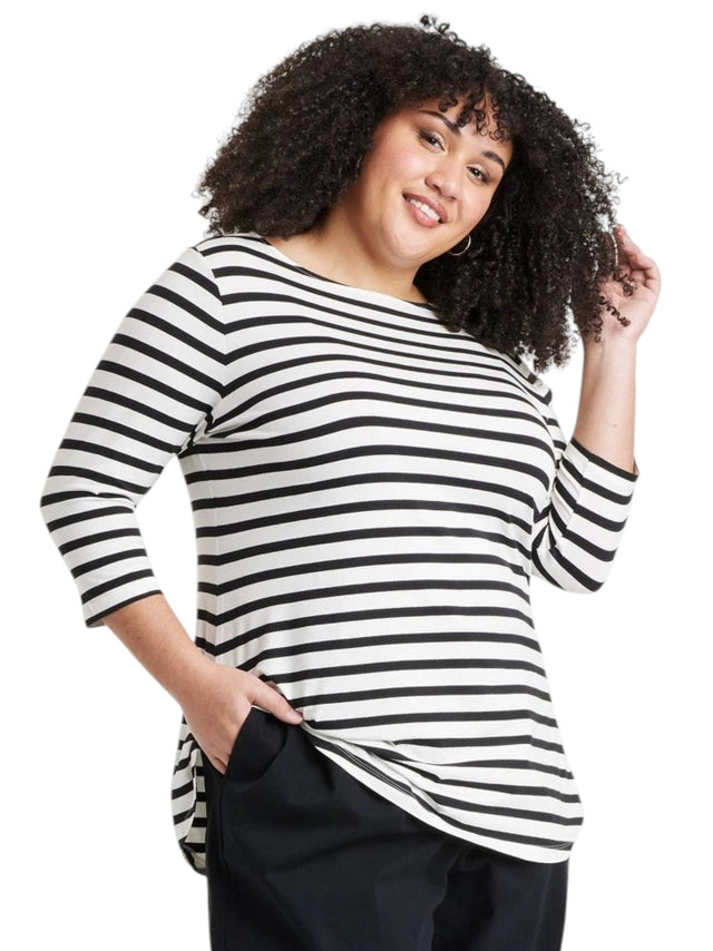 Image for Women's Stripped Top,White/Black