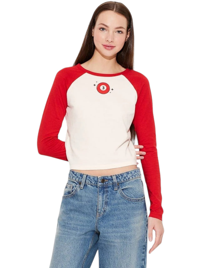 Image for Women's Colorblocked Top,Red/White