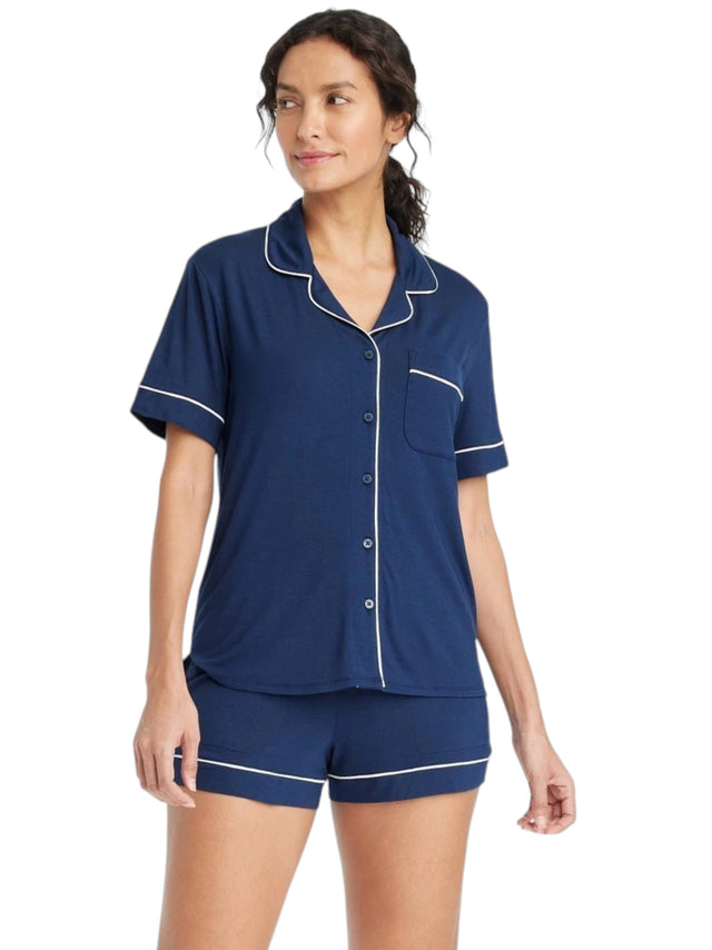 Image for Women's Plain Solid Sleepwear Top,Navy