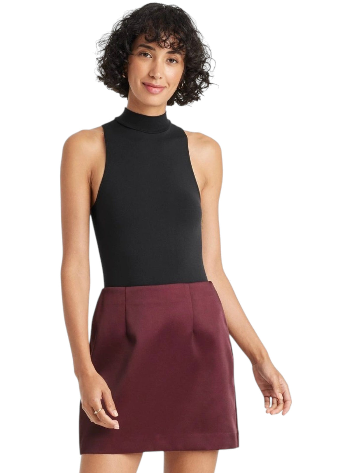 Image for Women's Plain Solid Bodysuit,Black
