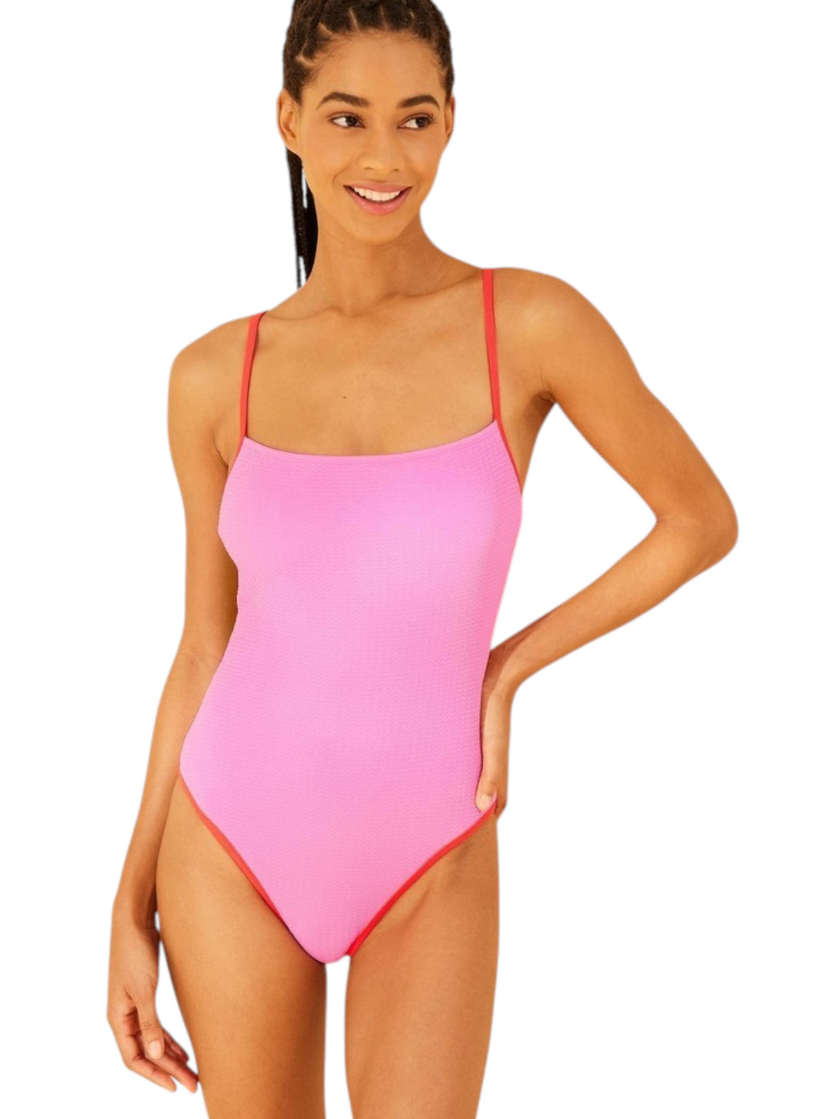 Image for Women's Colorblocked Textured One Pieces Tankini Top,Pink