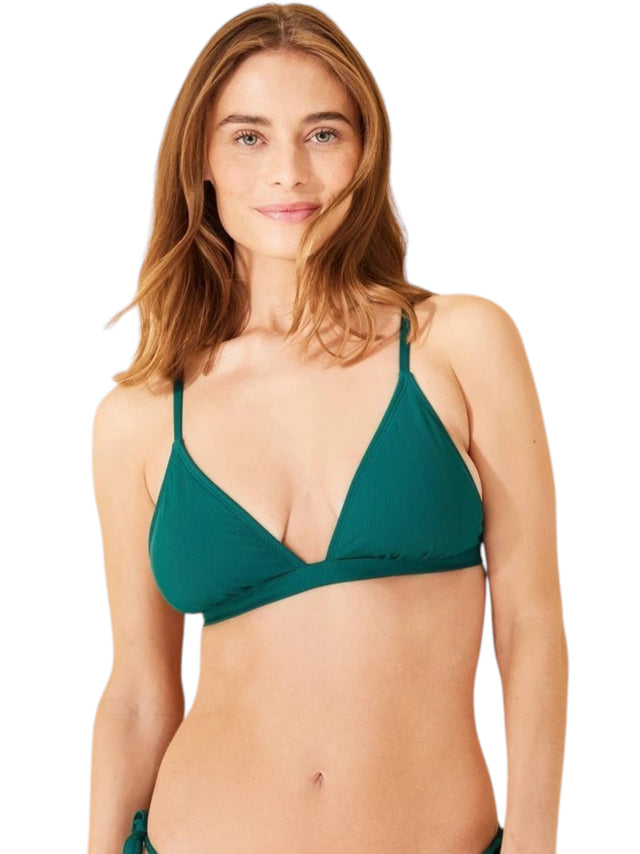 Image for Women's Ribbed Bikini Top,Dark Green