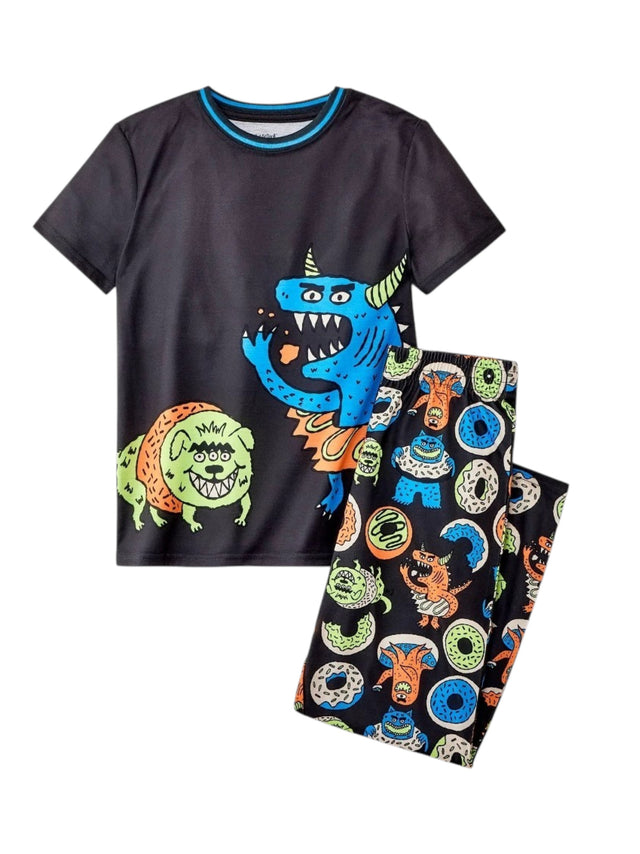 Image for Kids Boy's Graphic Printed Pajama Set,Black