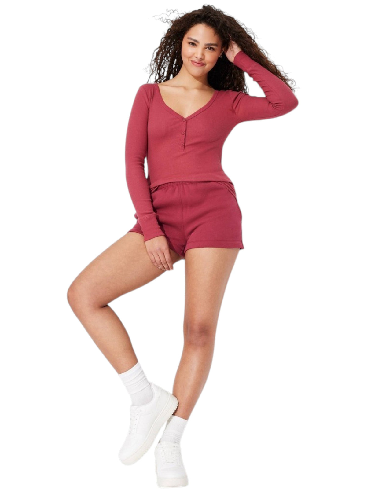 Image for Women's Ribbed Top,Burgundy