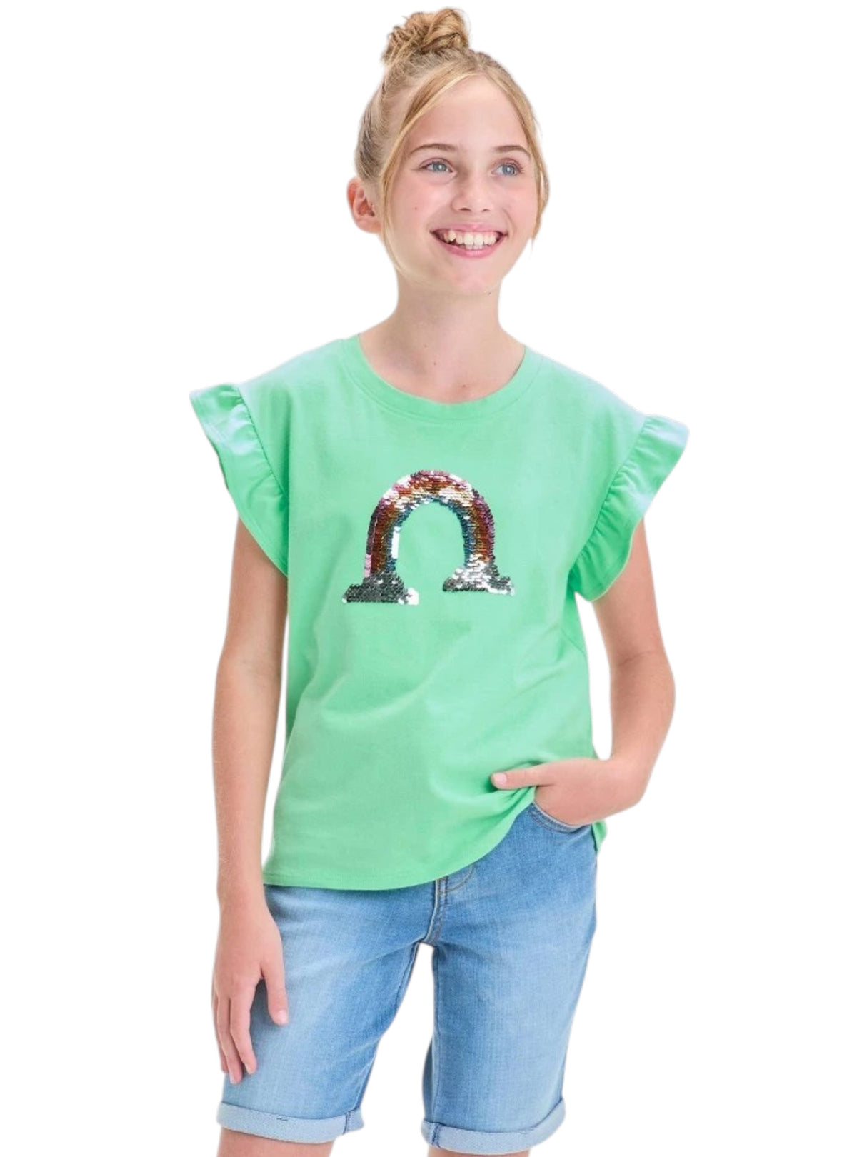 Image for Kids Girl's Mesh Top,Light Green 
