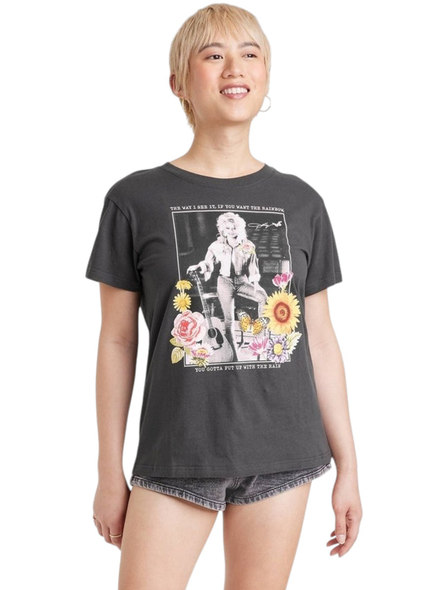 Image for Women's Graphic Printed Top,Dark Grey