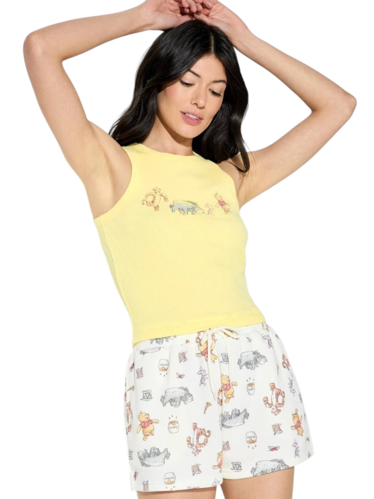 Image for Women's Ribbed Printed Tank Top,Yellow