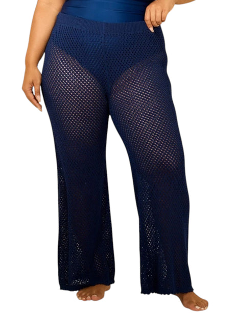 Image for Women's Crochet Cover up Pants,Navy
