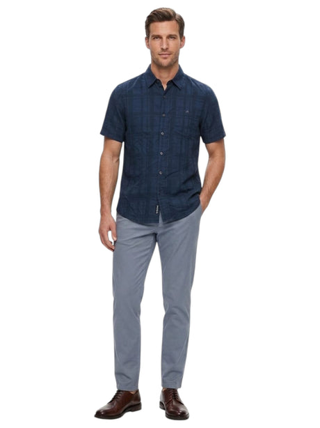 Image for Men's Textured Dress Shirt,Navy