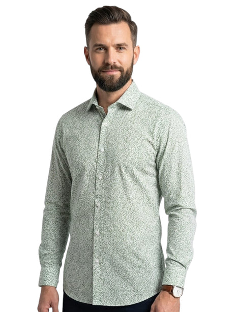 Image for Men's Printed Dress Shirt,White