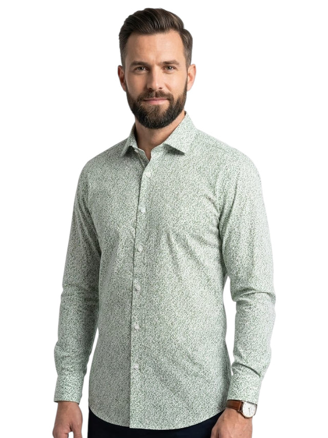 Image for Men's Printed Dress Shirt,White