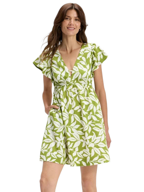 Image for Women's Printed Dress,Green/White