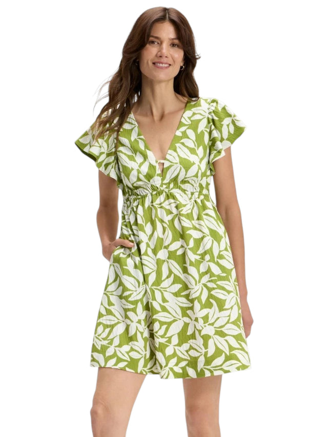 Image for Women's Printed Dress,Green/White