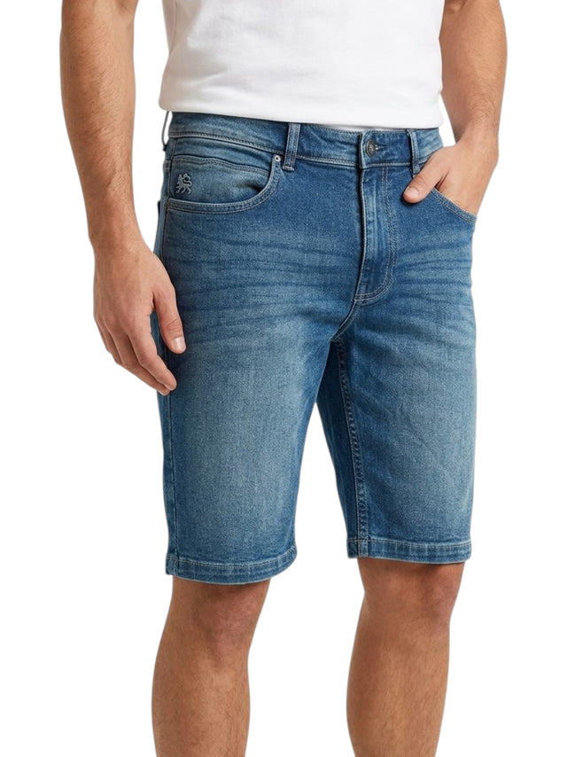 Image for Men's Washed Short Jeans,Blue