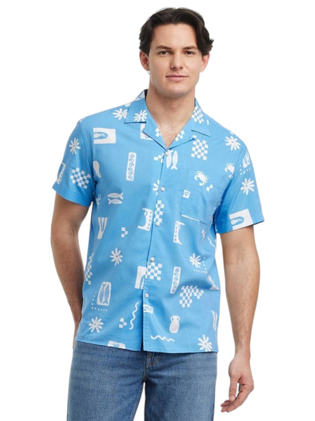 Image for Men's Printed Dress Shirt,Blue
