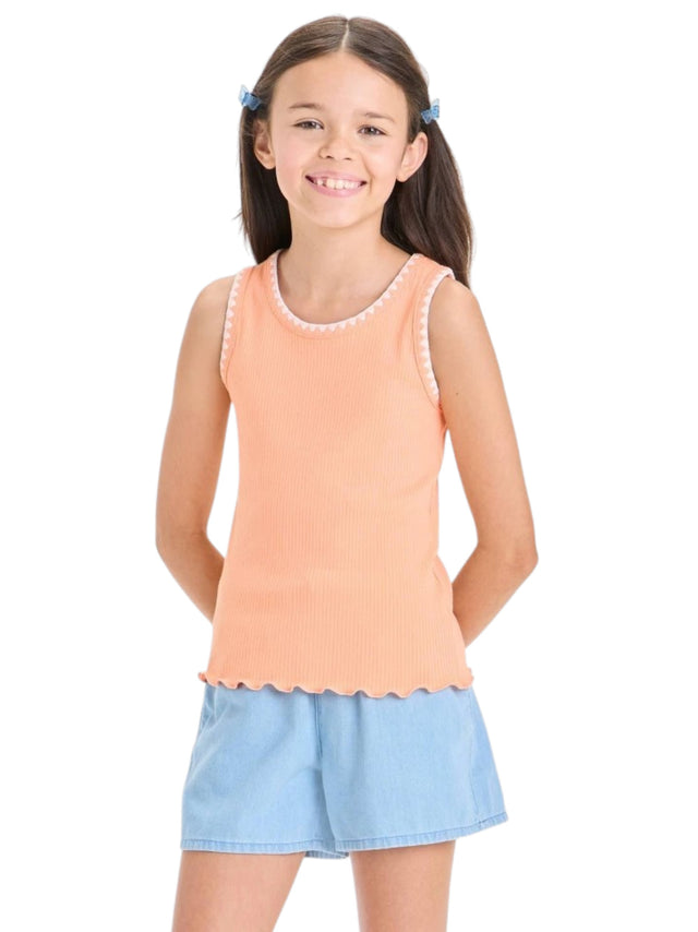 Image for Kids Girl's Ribbed Top,Coral
