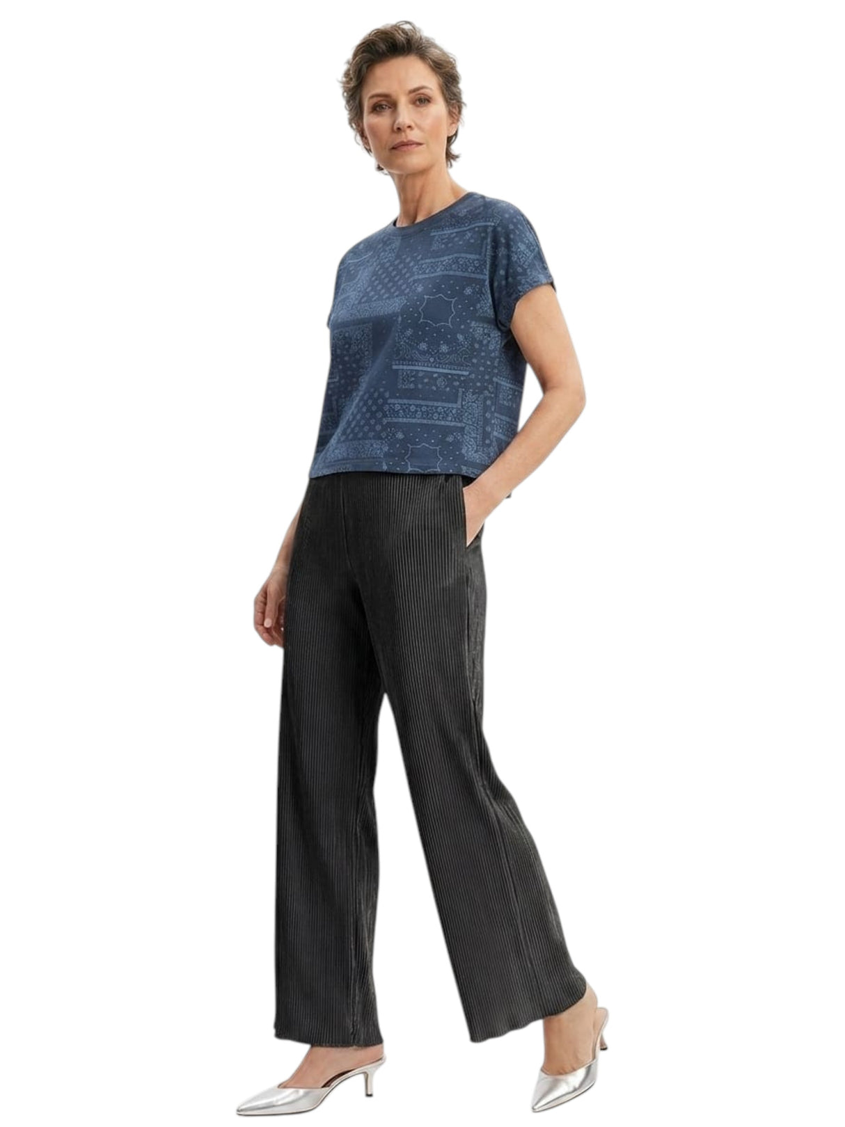 Image for Women's Printed Top,Navy