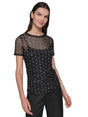 Image for Women's Rhinestones Sheer Top&Lined,Black
