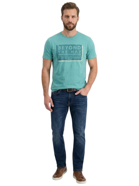 Image for Men's Printed Top,Turquoise