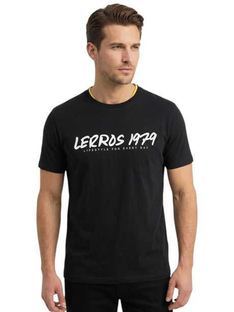 Image for Men's Brand Logo Printed Top,Black