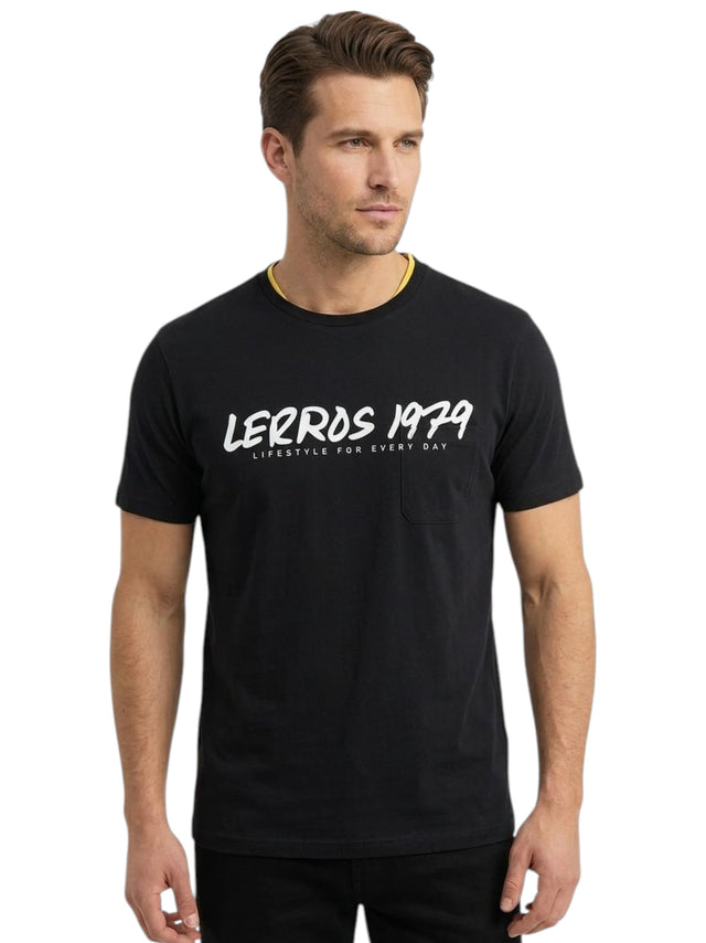Image for Men's Brand Logo Printed Top,Black