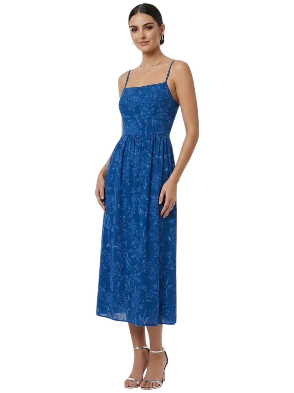 Image for Women's Floral Printed Dress,Navy Blue