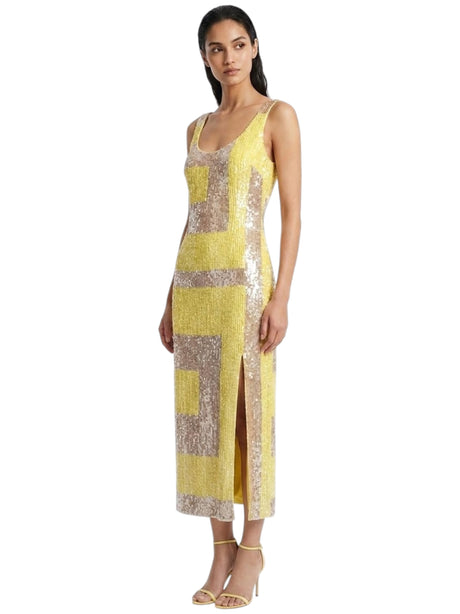 Image for Women's Plaid Mesh Dress,Yellow