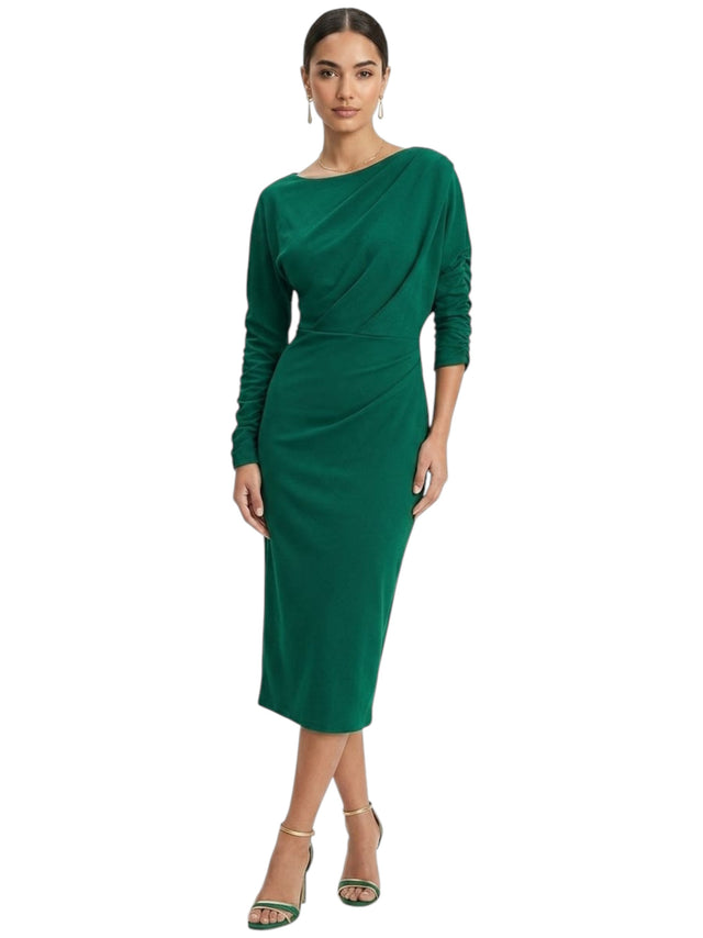 Image for Women's Plain Solid Dress,Dark Green
