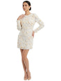 Image for Women's Floral Embellished Open Back Dress,White