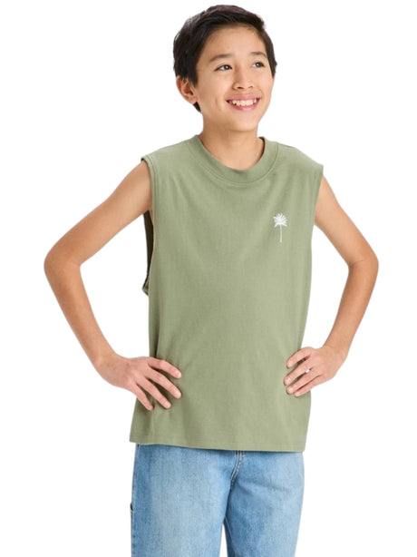 Image for Kids Boy's Plain Solid Tank Top,Light Olive