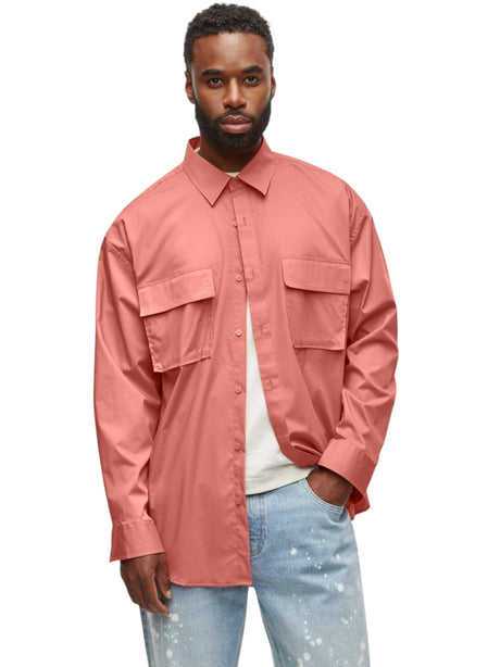 Image for Men's Plain Solid Dress Shirt,Coral