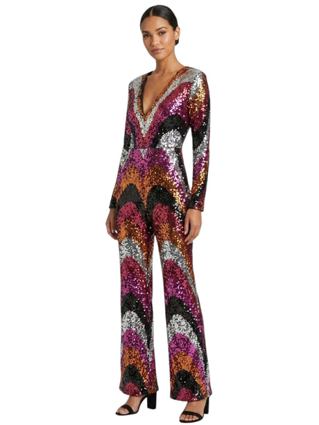 Image for Women's Colorblocked Mesh Jumpsuit,Multi