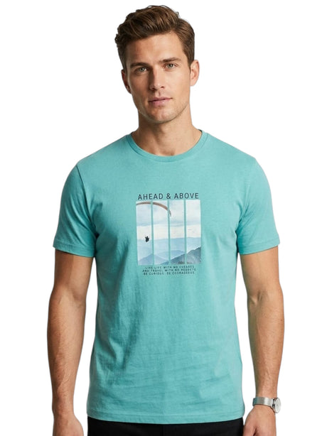 Image for Men's Printed Top,Turquoise