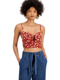 Image for Women's Printed Crop Top,Brick