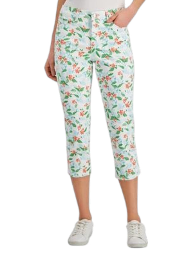 Image for Women's Floral Printed Capri Jeans,Multi