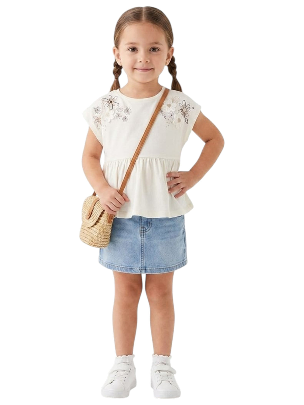 Image for Kids Girl's Floral Printed Top,White