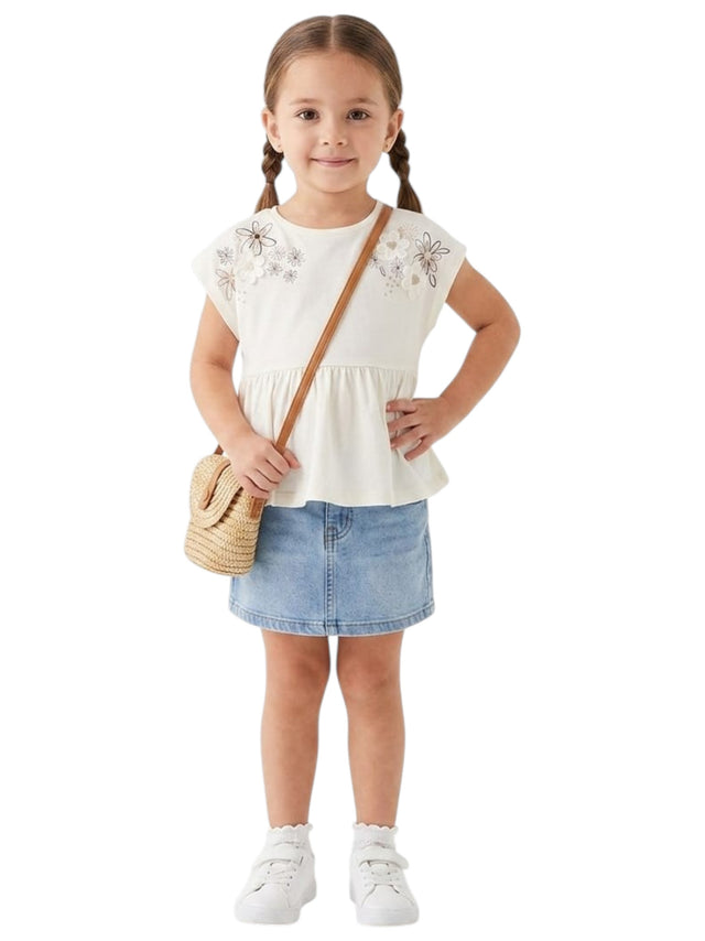 Image for Kids Girl's Floral Printed Top,White