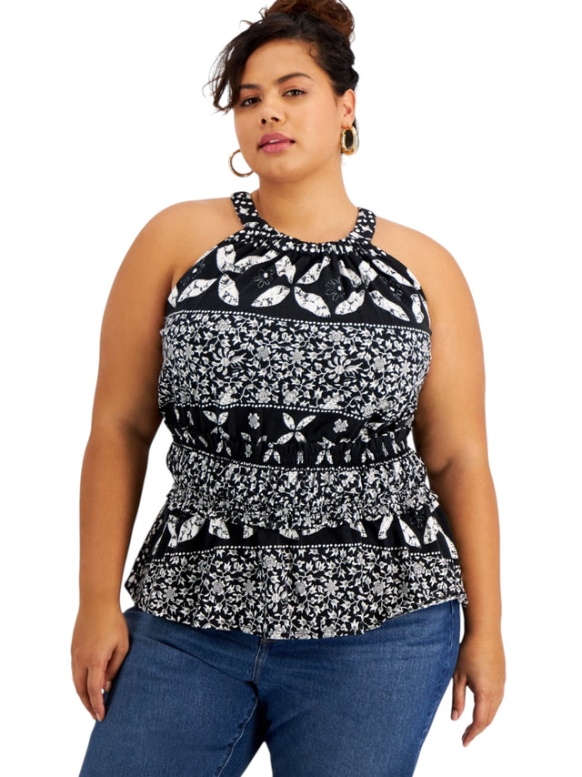 Image for Women's Printed Top,Black/White