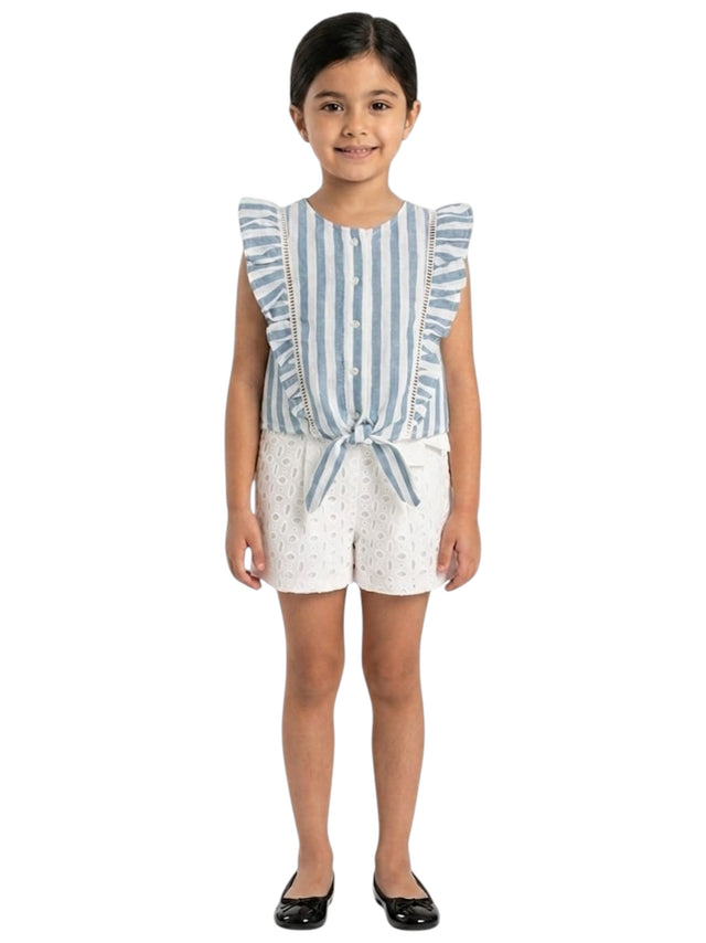 Image for Kids Girl's Striped Top,White/Light Navy