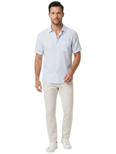 Image for Men's White Stripped Dress Shirt,Light Blue