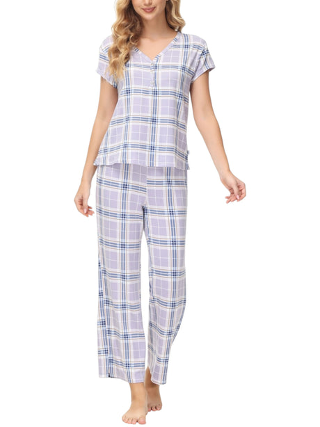 Image for Women's Plaid Pajama Set,Multi