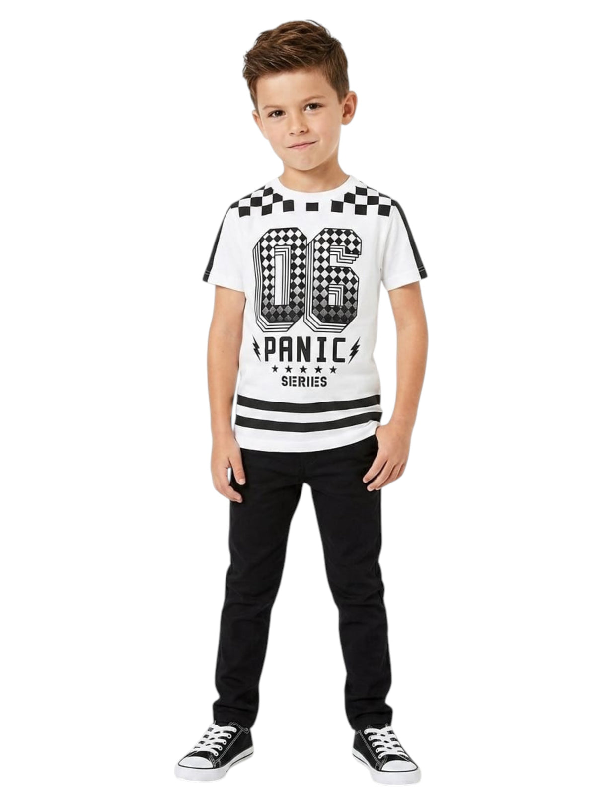 Image for Kids Boy's Colorblocked Printed Top,White