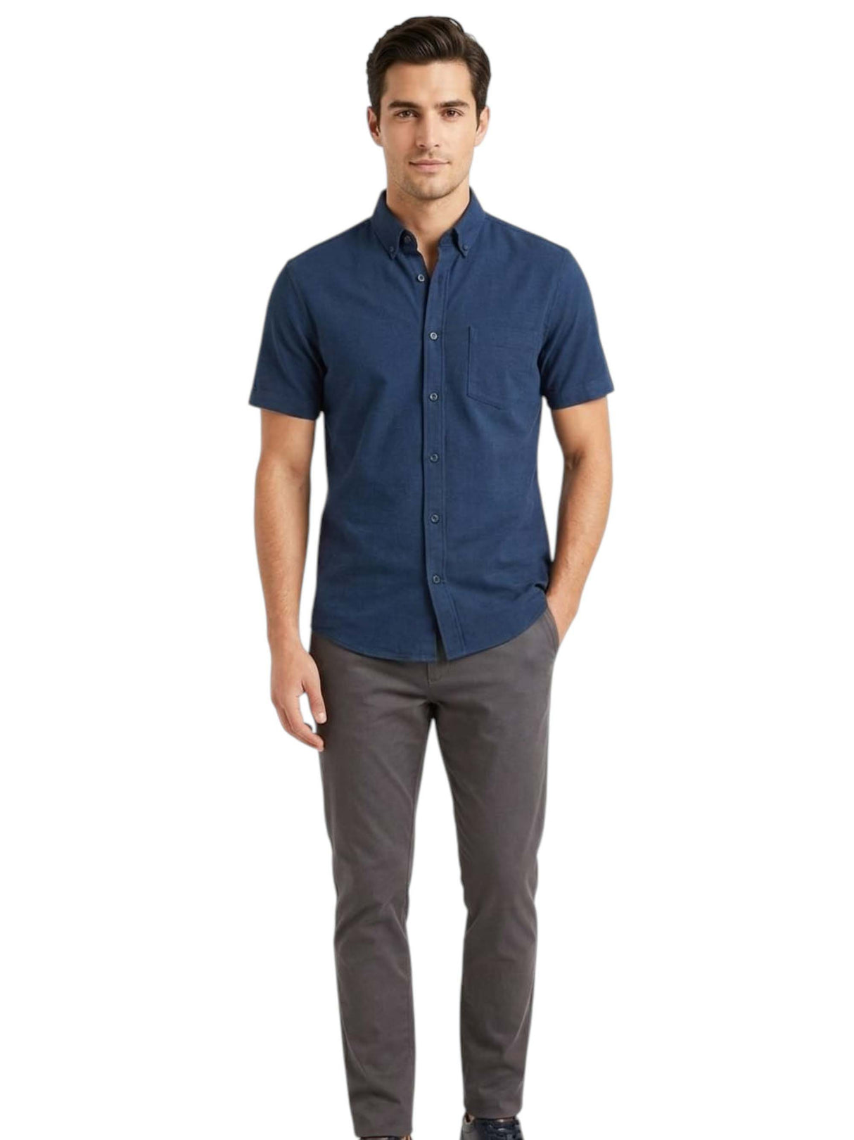 Image for Men's Textured Dress Shirt,Navy