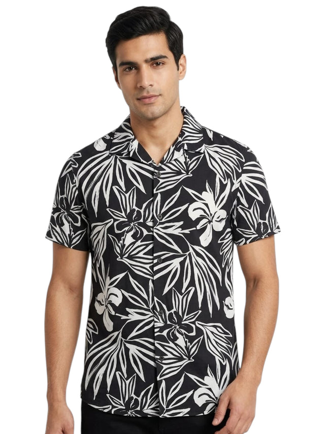 Image for Men's Printed Dress Shirt,Black