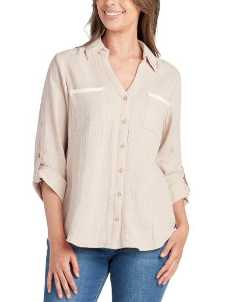 Image for Women's Textured Top,Beige