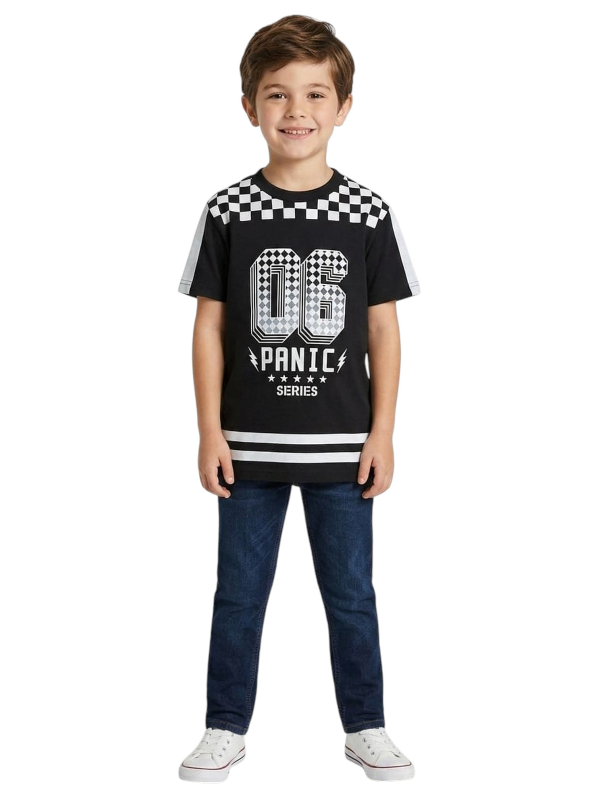 Image for Kids Boy's Colorblocked Printed Top,Black