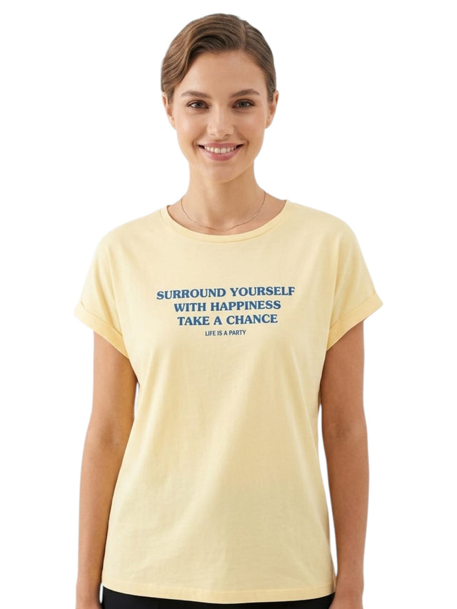 Image for Women's Printed Top,Warm Yellow