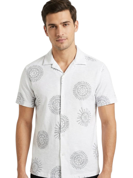 Image for Men's Printed Dress Shirt,White