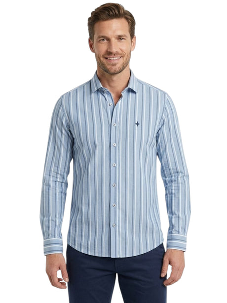 Image for Men's Stripped Dress Shirt,Blue